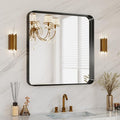 Bathroom Mirror for Wall, 30 Inch Square Mirror, Matte Black Metal Framed by MYSUNORIA