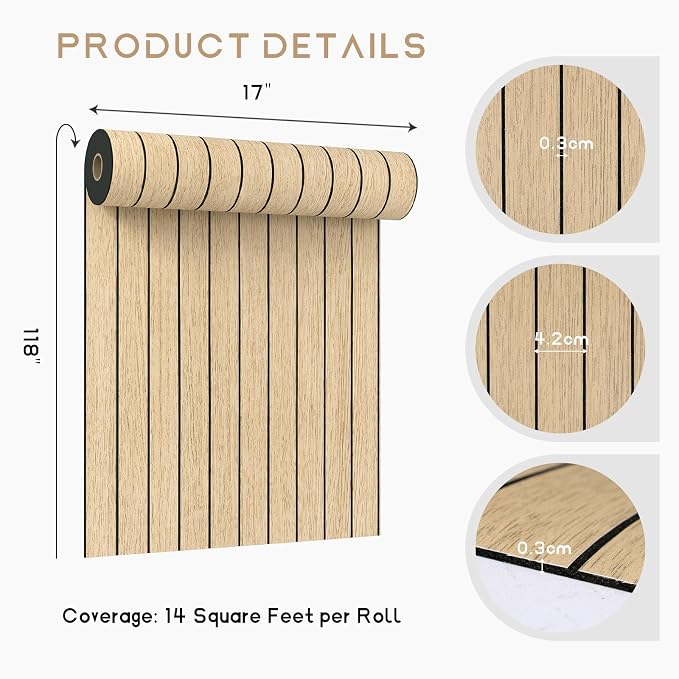 VEELIKE Light Oak Wood Wall Panels Peel and Stick Foam Slat Wallpaper - Image 9