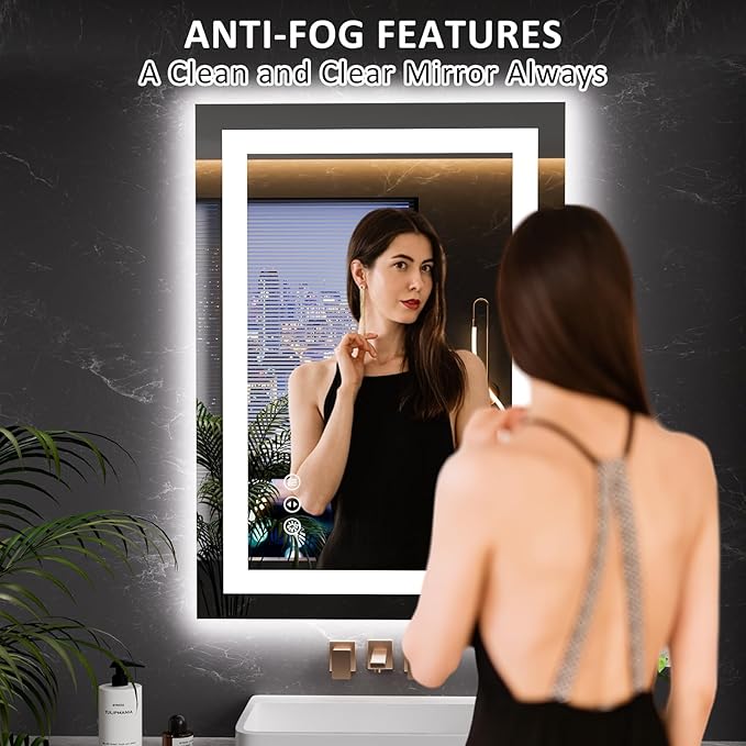 LOAAO 20"x28" LED Mirror for Bathroom, Lighted Bathroom Mirror - Image 2