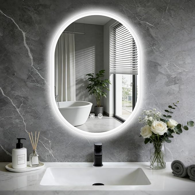 20x28 LED Bathroom Mirror with Lights Oval, Lighted Bathroom Vanity Mirror by Unknown