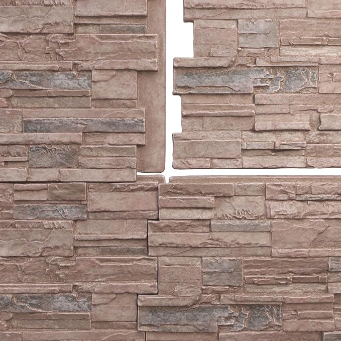 EverStone Cascade Faux Stone Panel, 48 5/8"W x 24 3/4"H x 1 1/4"D, Shasta Color - Image 9