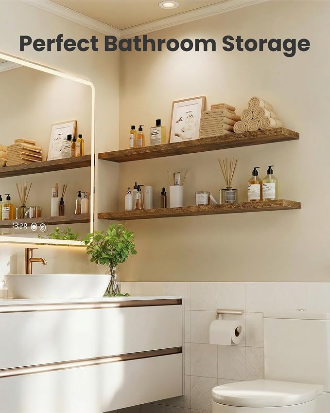 AMADA HOMEFURNISHING 35.4" L Floating Shelves, Wall Shelves Set of 3 - Image 6