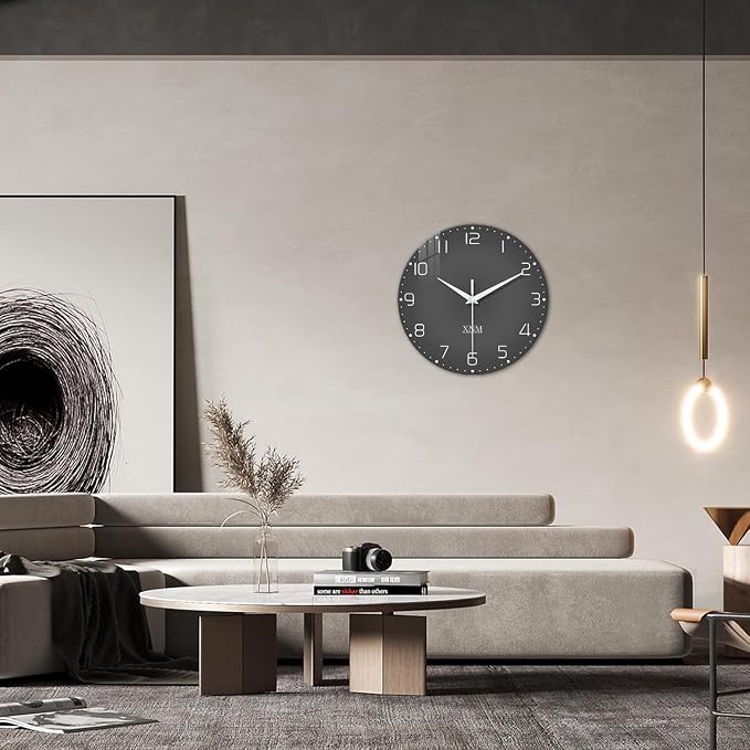 XNM Large Decorative Clocks Battery Operated 20 Inch Dark Grey Wall Clock - Image 2