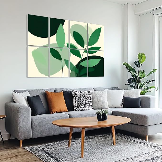 8 Pack Art Acoustic Panels Sound Absorbing Boho Botanical Leaf Orange Green - Image 6