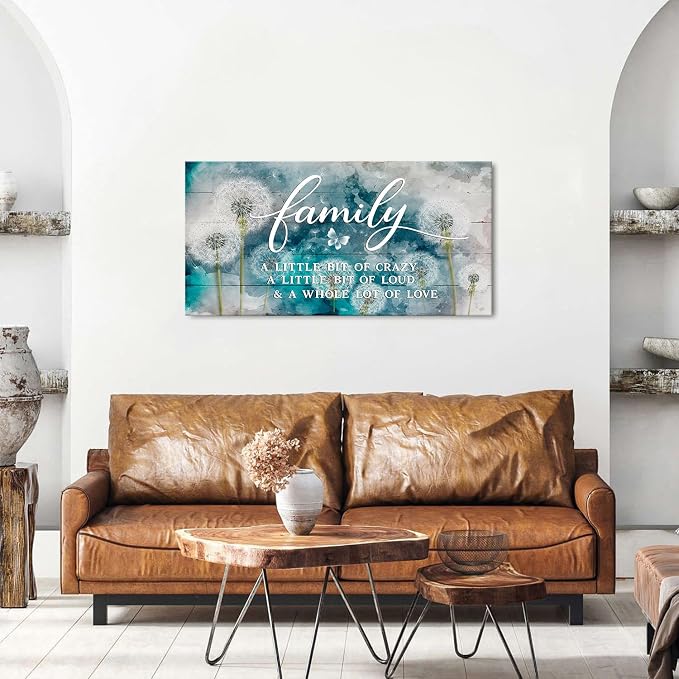 Family Wall Decor Teal Kitchen Wall Art Farmhouse Inspirational Quotes Canvas - Image 4