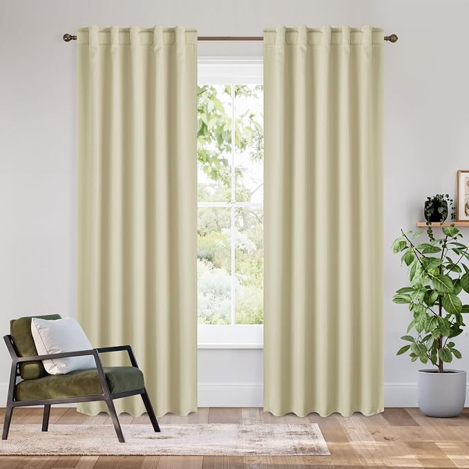 RYB HOME Bedroom Blackout Curtains 80 inches Long, 100% Blackout Thermal by RYBHOME