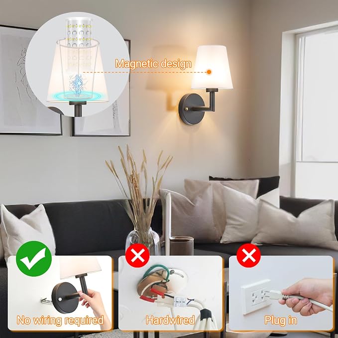 Nekhung Battery Operated Wall Sconces Set of 2, Wireless Wall Light - Image 5