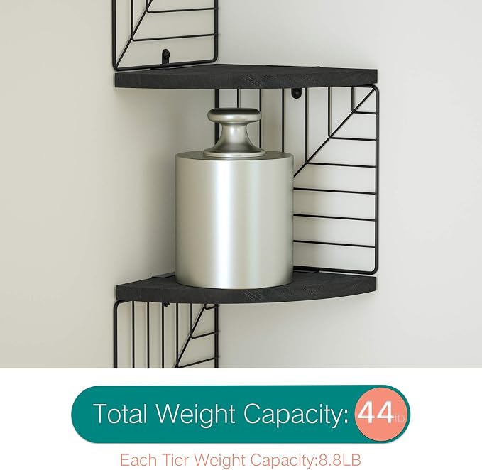 Love-KANKEI Corner Shelf Wall Mount of 5 Tier Rustic Wood Floating Shelves Wall - Image 6