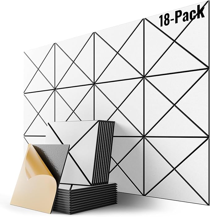 18 Pack Self-Adhesive Acoustic Panels, High-Density Soundproof Wall Panels by Lebenforce