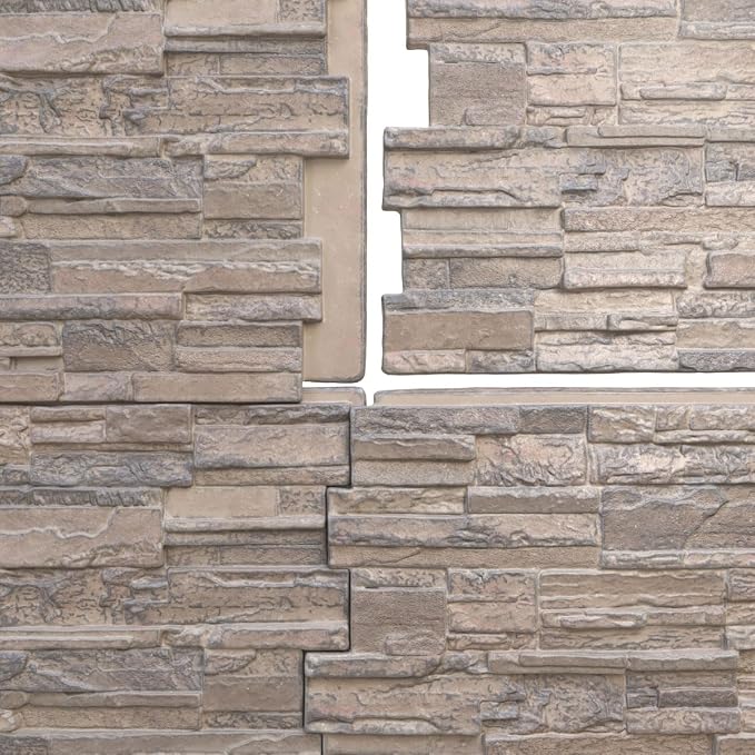 EverStone Cascade Faux Stone Panel, 48 5/8"W x 24 3/4"H x 1 1/4"D, Polermo Color - Image 9