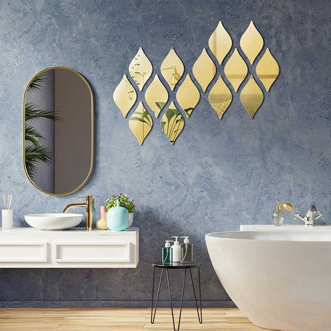 Weysat 30 Pcs Mirror Wall Stickers Decor Acrylic 3D Tear Drop Decorative - Image 6