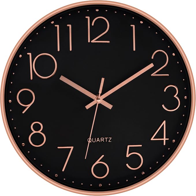 Foxtop Modern Wall Clock 12 Inch Non-Ticking Silent Battery Operated Round by Foxtop