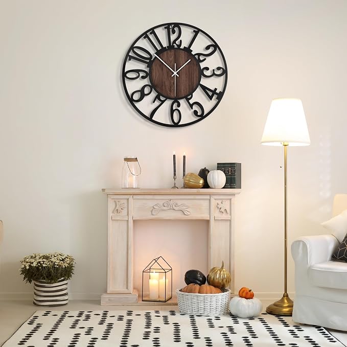 Large Wall Clock for Living Room Decor, 24 Inch Non Ticking Silent, Battery - Image 9