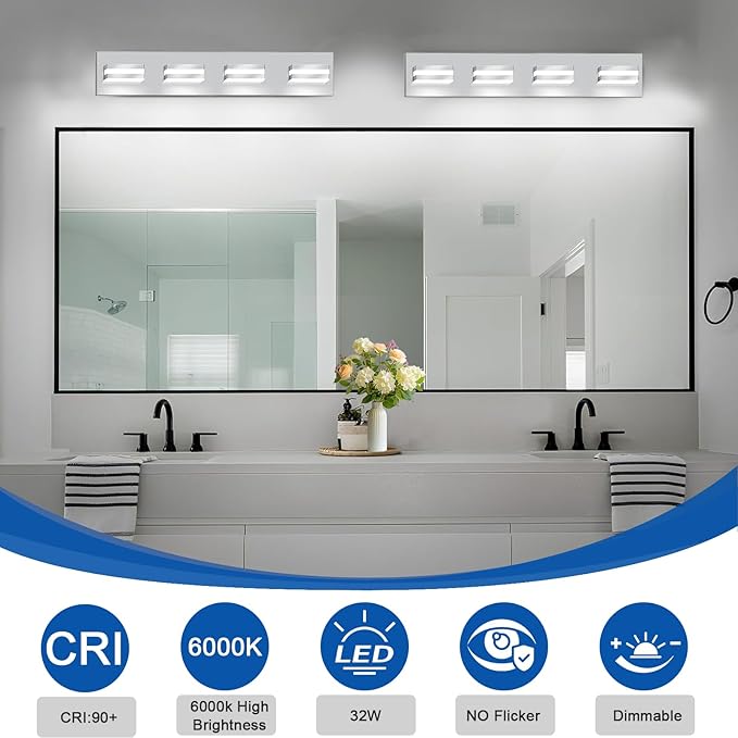 IZORRO LED Modern Bathroom Lights Fixtures, Chrome Acrylic Wall Lighting - Image 5