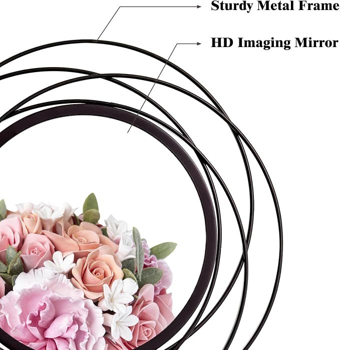 3 Set 9.5 Inch Black Circle Mirrors Wall Decor Iron Frame Wire Mirror Metal - Image 6
