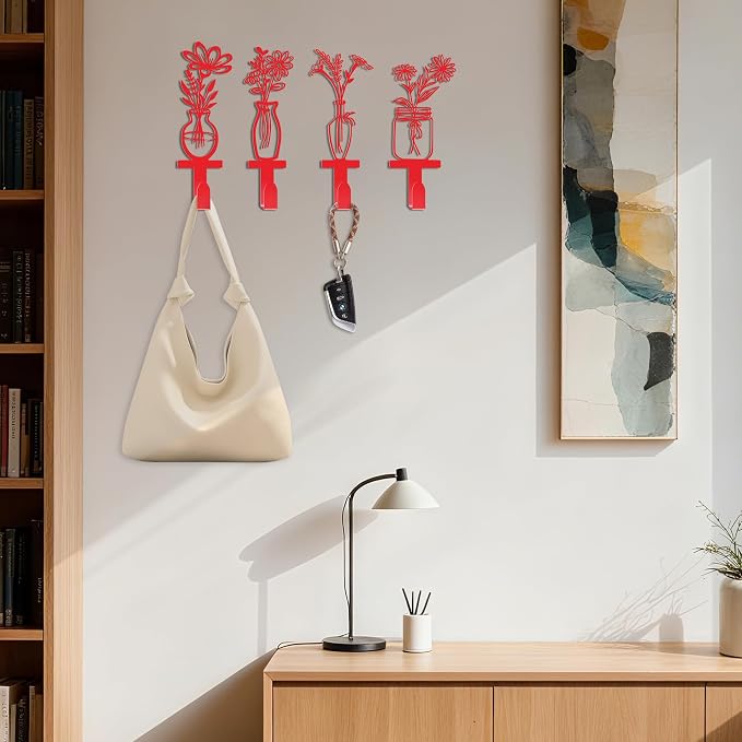 Decorative Wall Hooks, Metal Flowers Wall Decor - Image 3