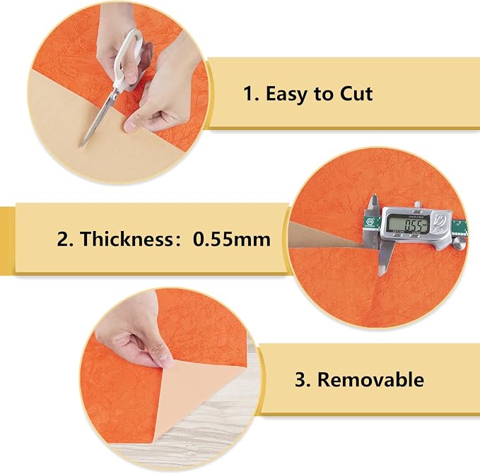 Wallercity Orange Crushed Felt Velvet Wallpaper Peel and Stick Creative Orange - Image 8