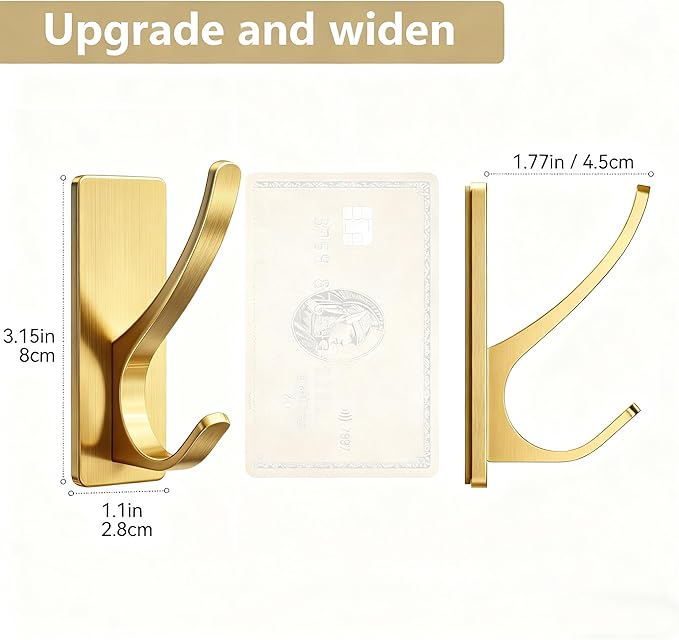 10 Pack Brushed Gold Self Adhesive Coat Hooks - Image 5