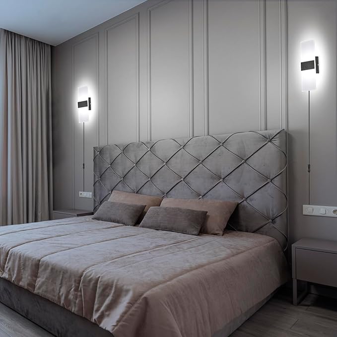 TRLIFE Modern Wall Sconce, Wall Sconce Plug in 12W LED 6000K Cool White Acrylic - Image 3