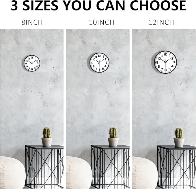 Wall Clock, 8inch Modern Silent Non-Ticking Wall Clocks Battery Operated - Image 9