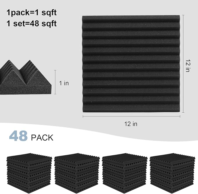 Sound Proof Foam Panels for Walls 48 Pack Acoustic Foam Panels - Image 5