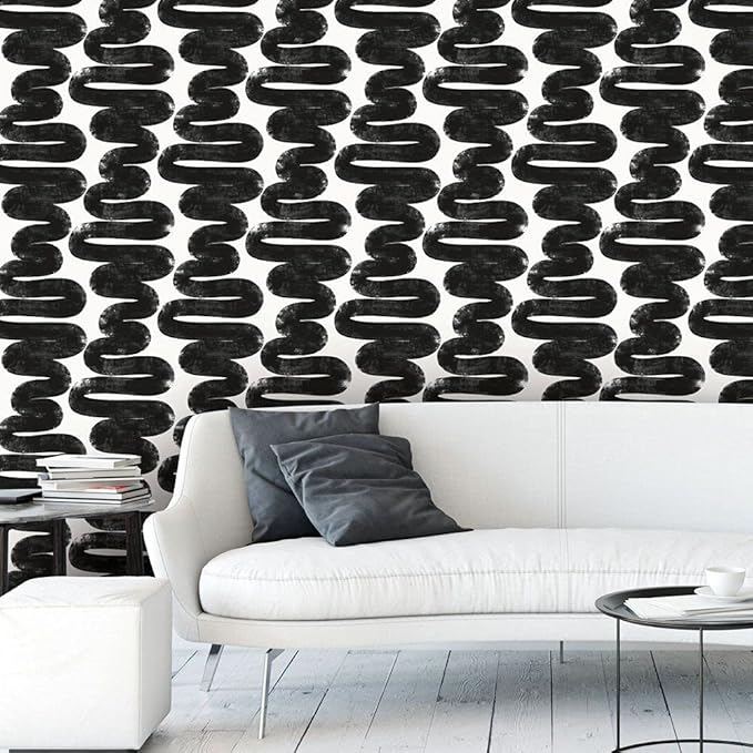 Tempaper x Bobby Berk White & Black Wiggle Room Removable Peel and Stick - Image 3