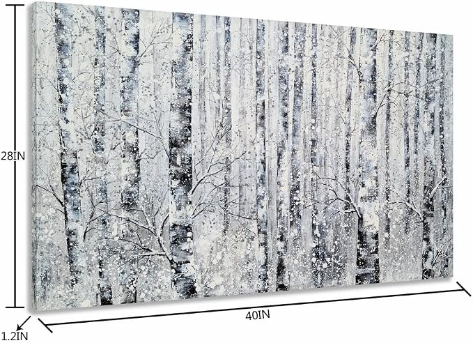 Yihui Arts - One Panel Canvas Wall Art Snowy White Forest Picture Art Print - Image 2