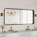 60X28 Inch Black Metal Framed Bathroom Mirror by MYSUNORIA