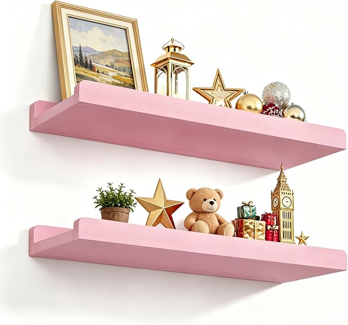 Love-KANKEI Floating Shelves Wall Mounted Set of 2, 17 Inch Rustic Wood Wall by Love-KANKEI