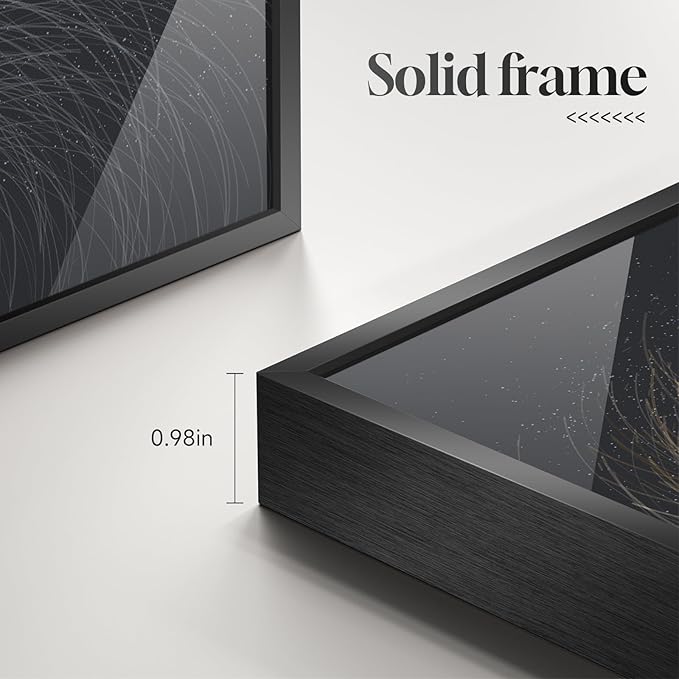 Large Framed Black and Gold Modern Luxury Abstract Wall Art - Image 6