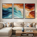 Large Framed Blue Orange Abstract Wall Art by Cuspin