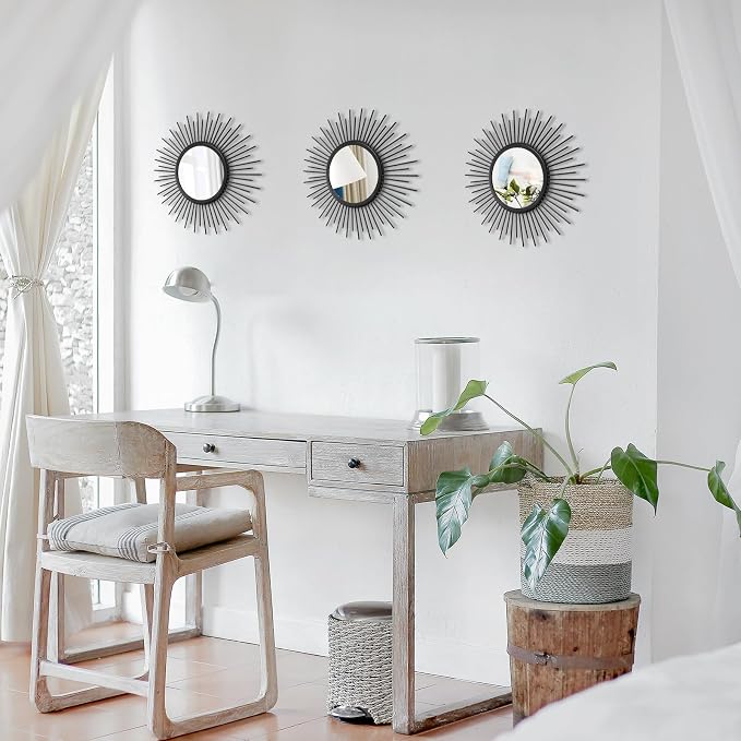 3 Set Sunburst Mirrors for Wall Decorative Metal Mirrors Small Mirror Sets - Image 5