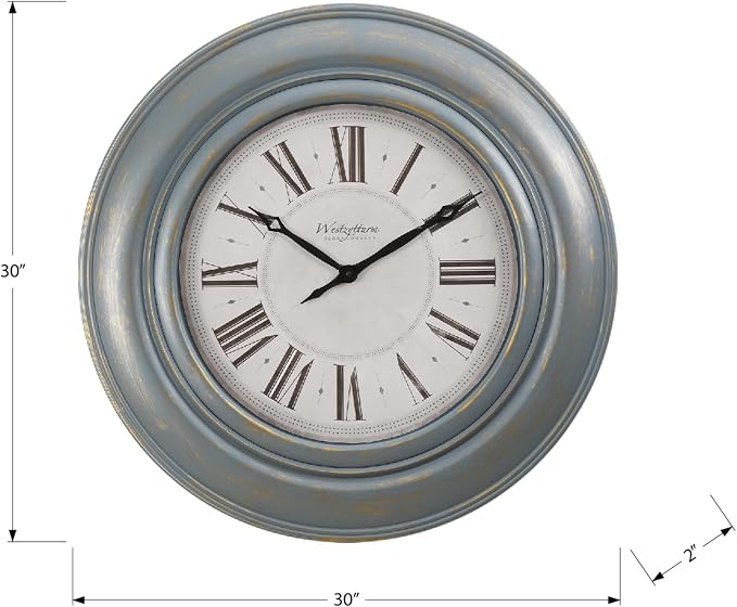 Monarch Specialties I 9028 Clocks, Large Oversized, Wall Clock, Antique Blue - Image 3