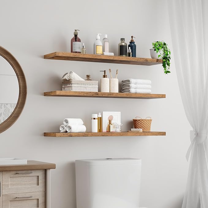 RALGEND Floating Shelves for Wall, 39.4" Long Wall Shelf Set of 3 - Image 2