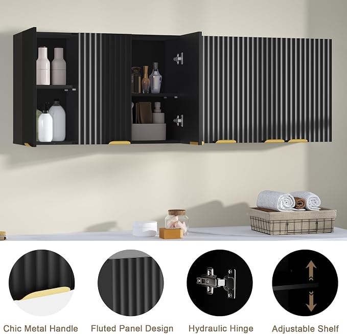 ChooChoo 3 Doors Wall Cabinet Laundry Room, Bathroom Wall Cabinet - Image 6