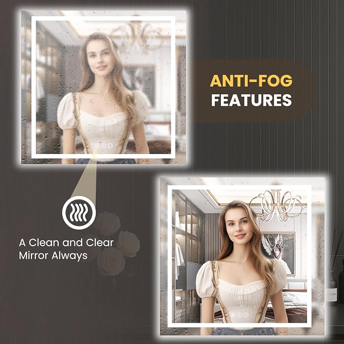 LOAAO 40"X40" LED Mirror for Bathroom, Lighted Bathroom Mirror - Image 4