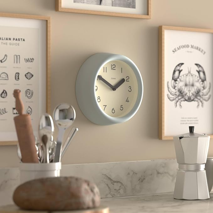JONES CLOCKS® Fuze wall Clock | Small Round Clock | Pale Blue | Playful Modern - Image 4