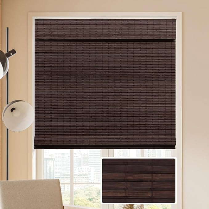 LUCKUP Cordless Bamboo Roman Blinds Shades by LUCKUP