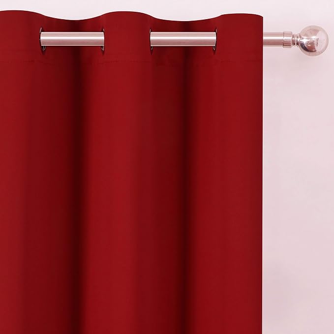 LEMOMO Red Blackout Curtains 66 x 63 Inch Length/Set of 2 Curtain - Image 6