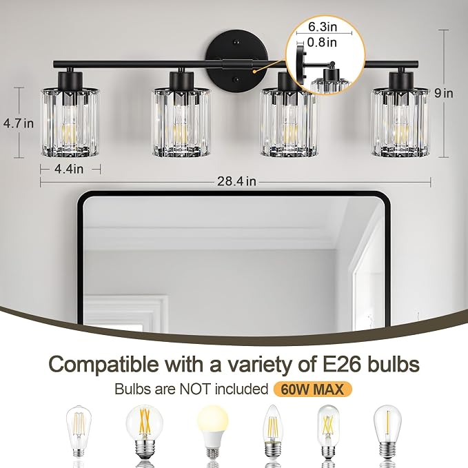 Crystal Bathroom Light Fixtures, Bathroom Lighting Fixtures Over Mirror - Image 2