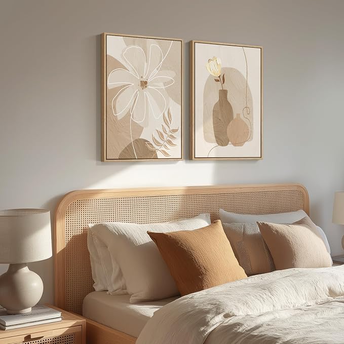 Framed Neutral Boho Floral Wall Art - Image 2