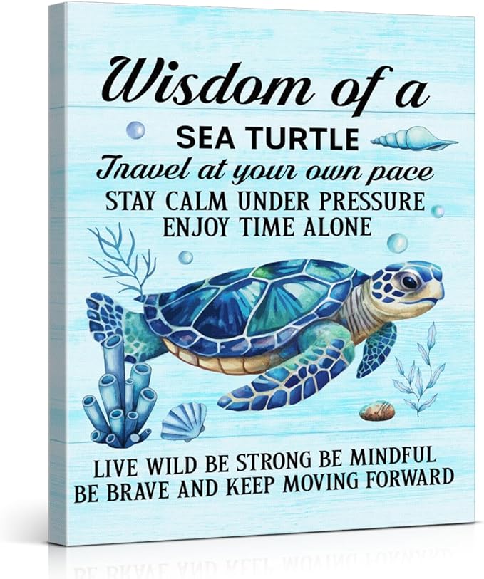 Sea Turtle Wall Art Decor Inspirational Wall Decor Posters Beach Themed by VAHATAN