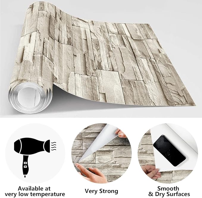 Jeweluck Stone Wallpaper Peel and Stick Brick Wallpaper 17.7”×393.7” Brick - Image 9