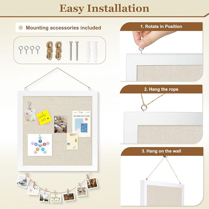 Double-Sided Cork Board with Linen, Picture Display Vision Board Kit Corkboards - Image 4