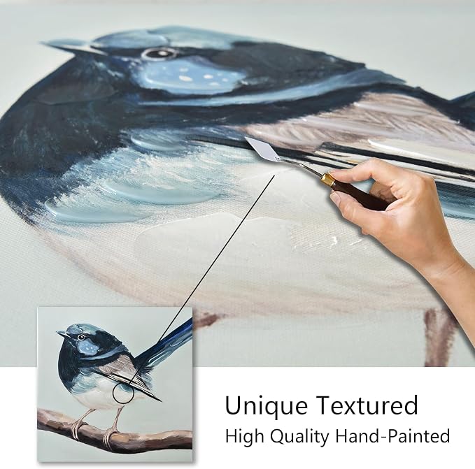 JolyWell Hand-Painted Bathroom bird wall artt, Sparrow canvas Wall Picture - Image 3