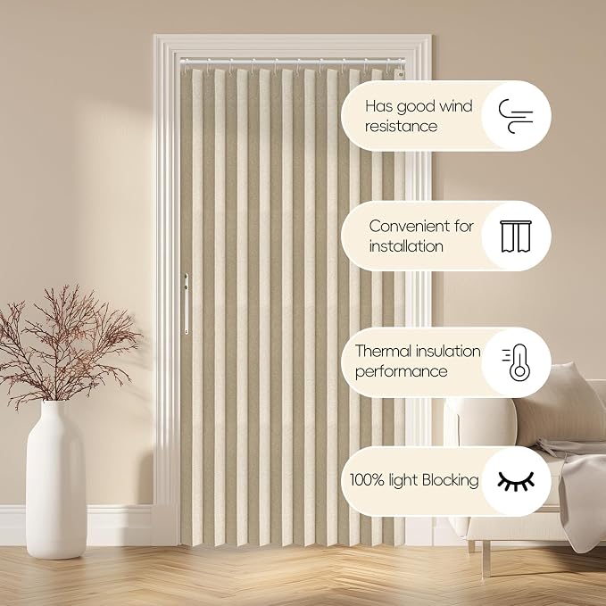 AJAZZ 100% Blackout Magnetic Door Curtain Accordion Doors Interior Folding - Image 9