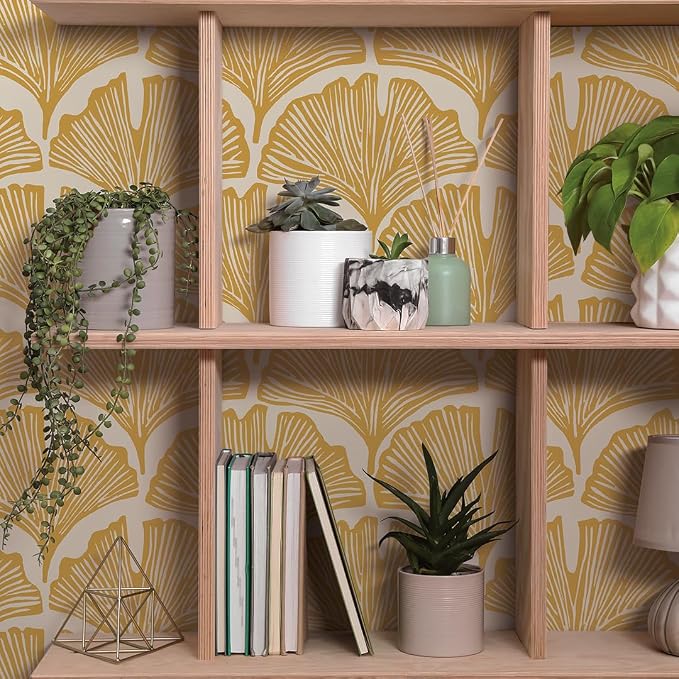 Tempaper x Novogratz Golden Mustard Feather Palm Removable Peel and Stick - Image 3