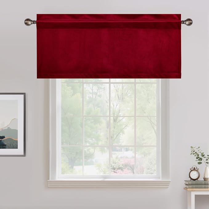 NICETOWN Red Velvet Valance Curtains - Image 6