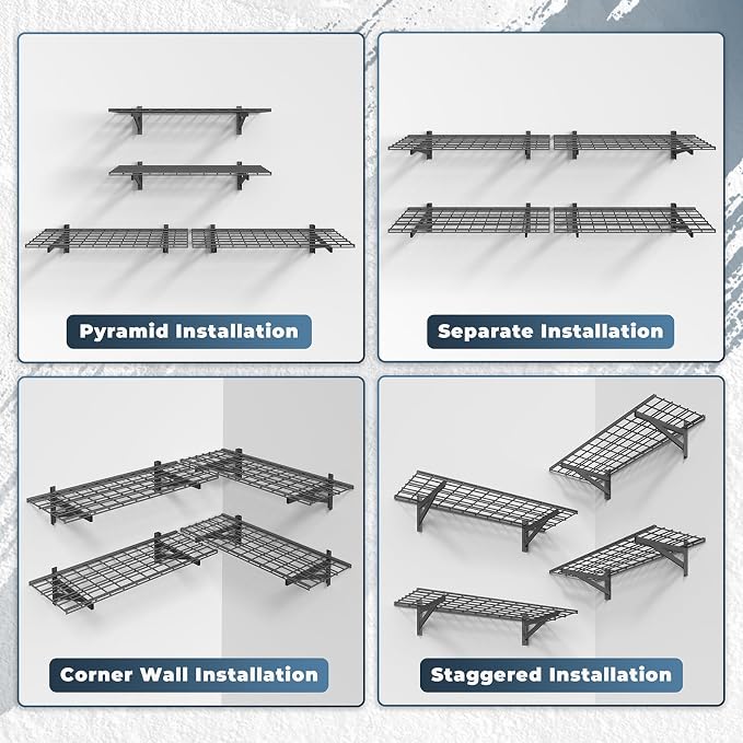 Jusgym 4 Pack Heavy Duty Garage Wall Shelving Set, Wall Mounted Garage Shelves - Image 6