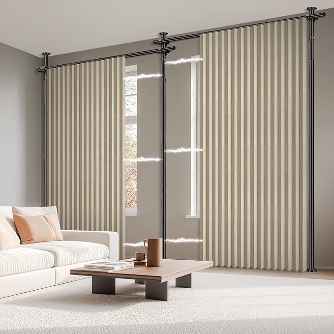 100% Blackout Room Divider Curtains Sets Beige W100 x L96 in, 2 Panels Curtain - Image 8